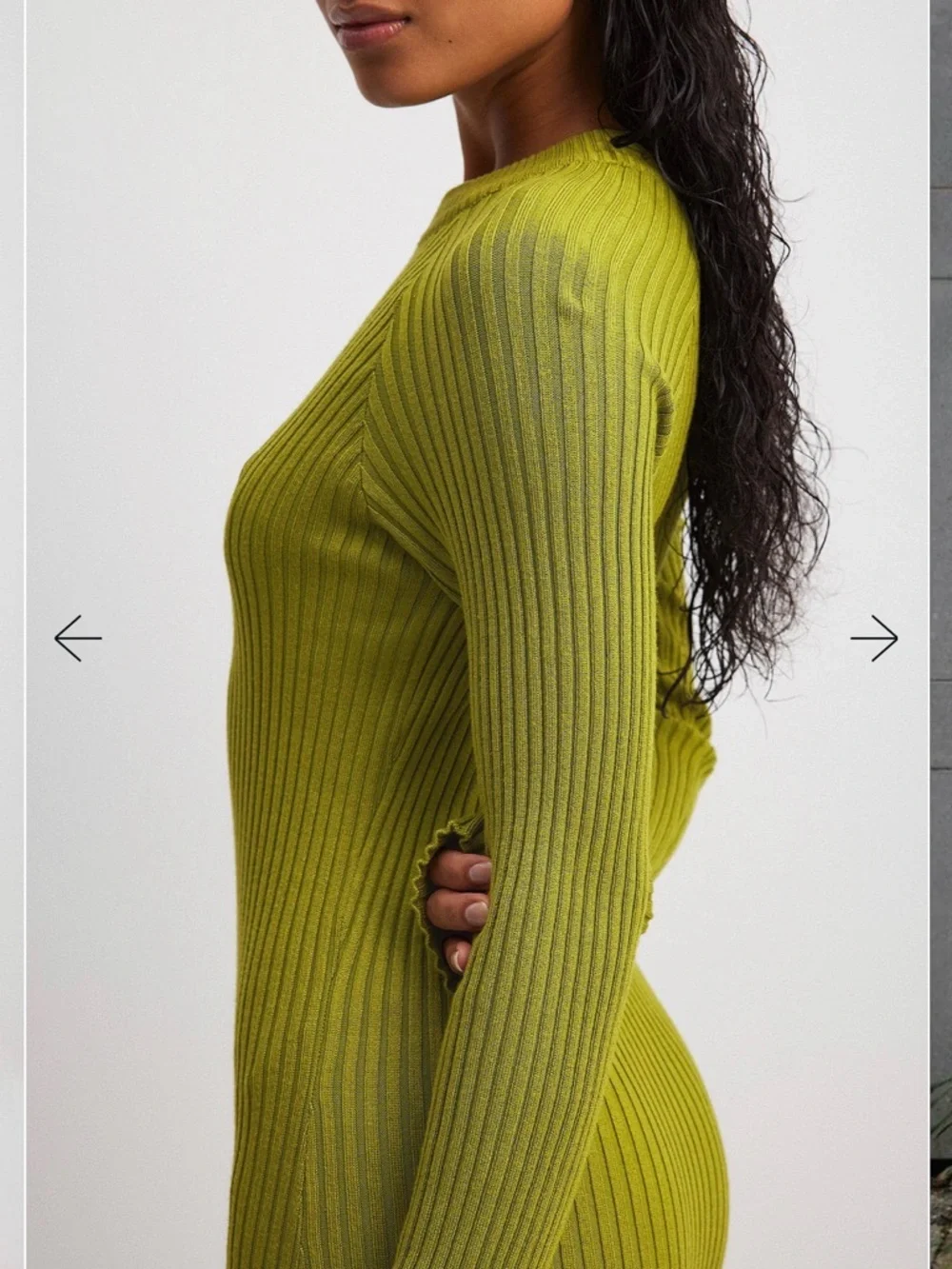 NA-KD Knitted ribbed maxi dress green - Picture 2 of 2